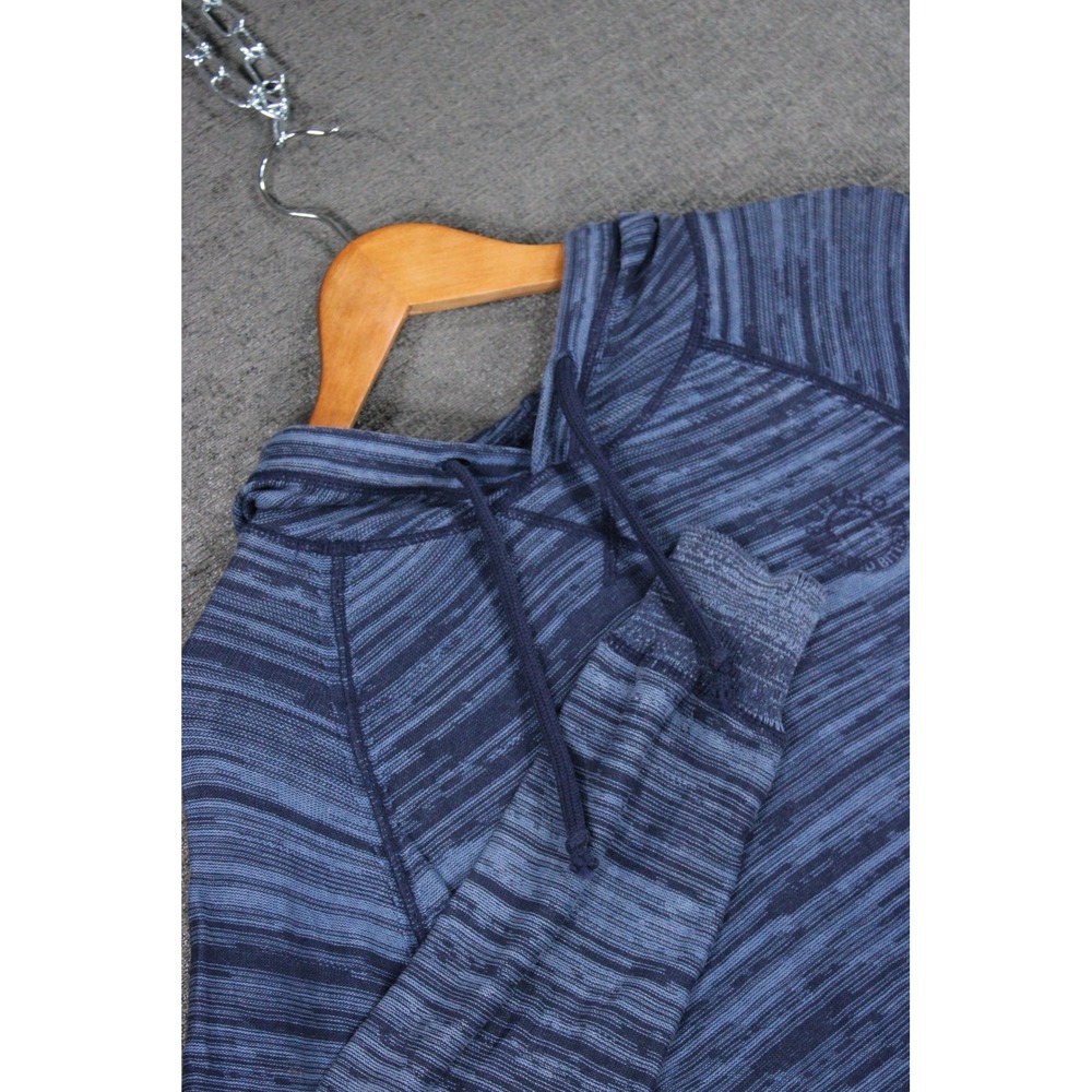 Buffalo David Bitton Mens Blue Space Dye Cotton Knit Hooded Sweater Small